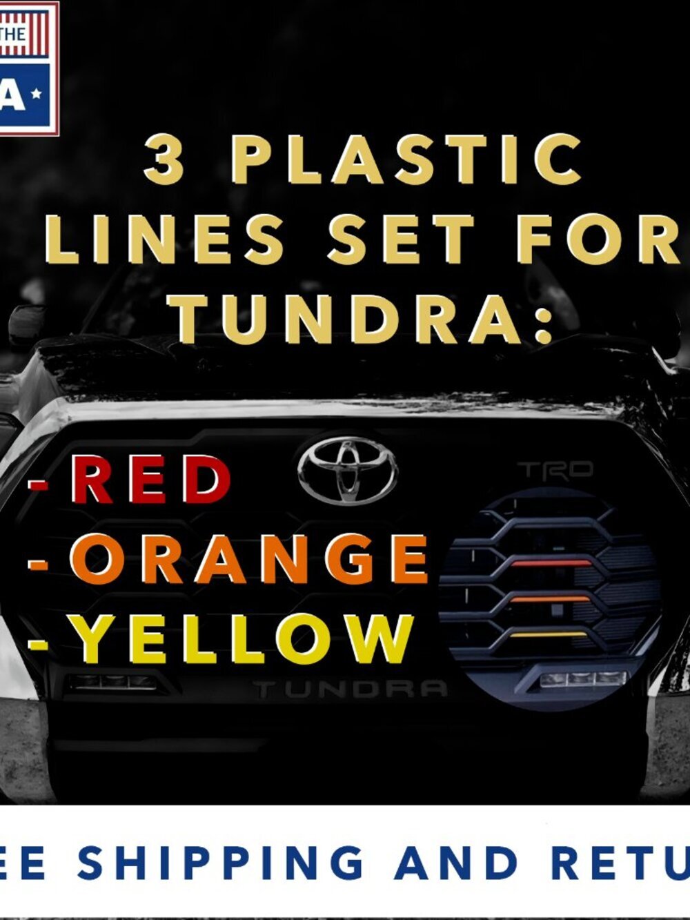 Tricolor Heritage LINES SET FOR 2022 2023 2024 Front Emblem TUNDRA Grill Bumper